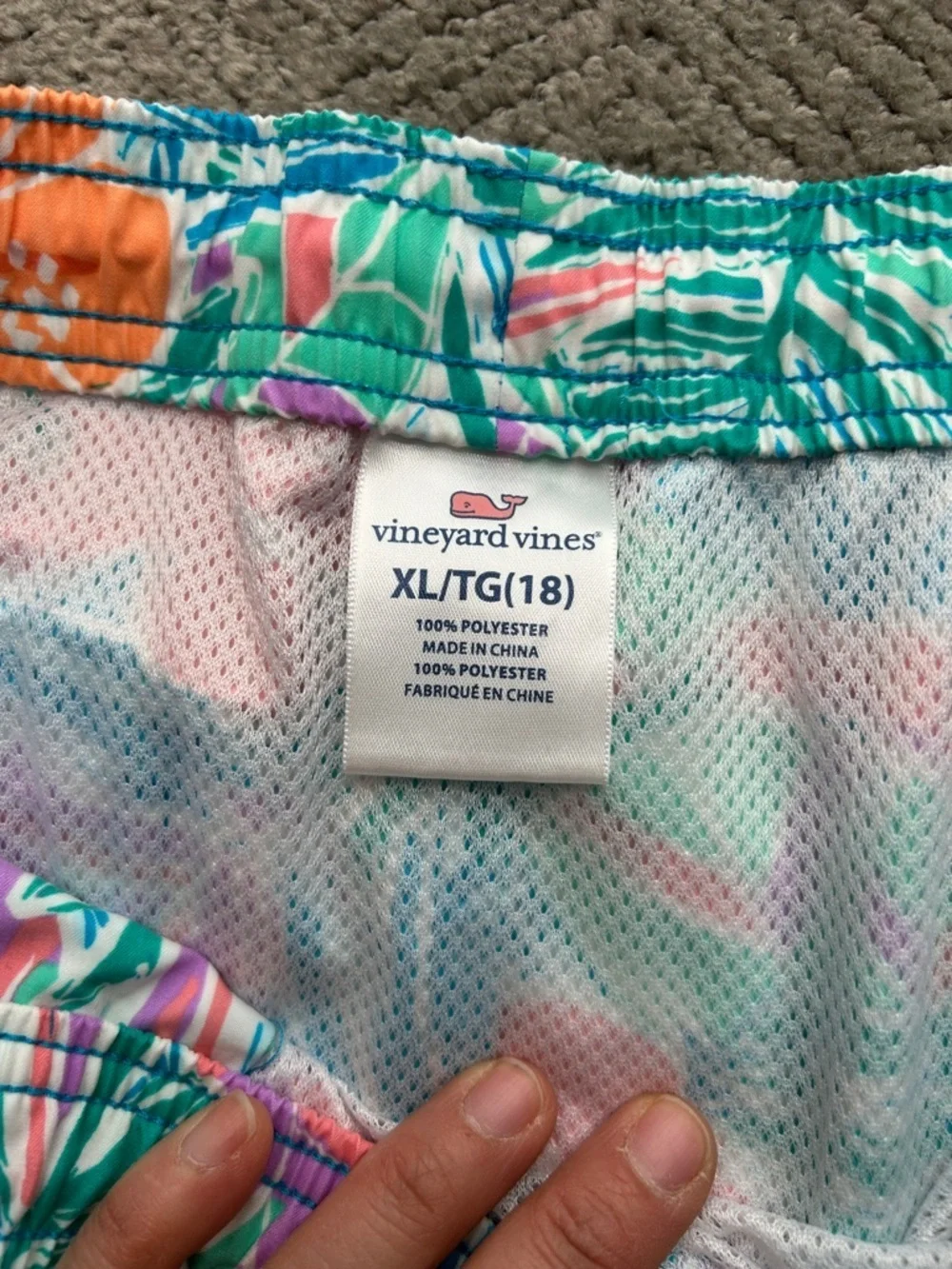 Vineyard Vines Kids Floral Swim Trunks. Faded Look, Size XL (18) Chappy Swim